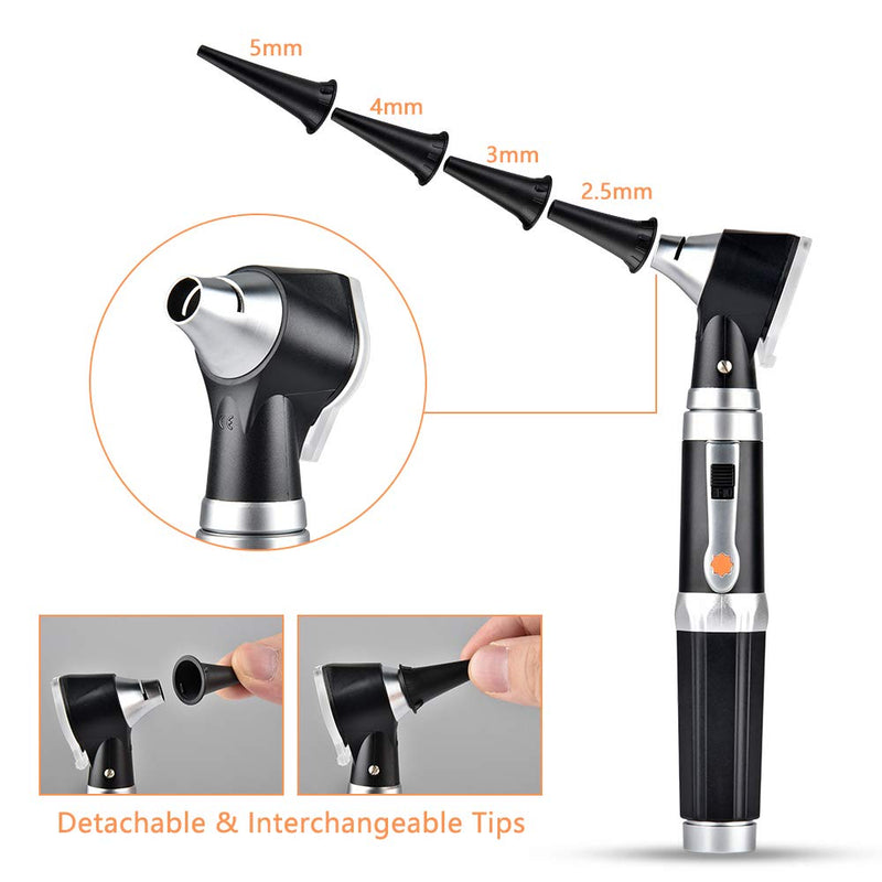 Jiusion 3X Otoscope with LED, Portable Hand Held Ear Magnifier with 8 Caps and 1 Storage Case for Doctor Nurse Adult Kid Dog Cat Pet - NewNest Australia