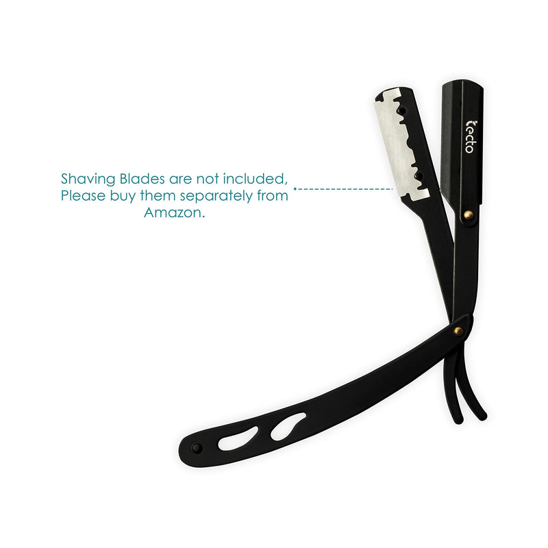 Tecto Cut Throat Razor, Matte Black for Moustache & Beard Shaving Razor, Light Weight Single Blade Razor, Professional Barber Razor, Premium Quality Straight Edge Razor, Travel Pouch Included - NewNest Australia