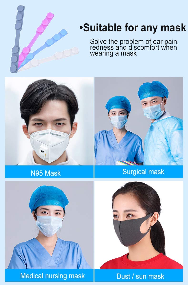 4 PCS Extended Silicone Bands Anti-Tightening Strap for Masks to Prevent Ear Pain,Adjustable Comfort mask Grips Extension Buckle Holder Hook Ear Strap,4 Color 4 Count (Pack of 1) 4 Color - NewNest Australia