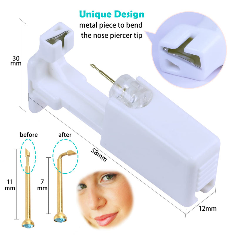 Firstomato 1pc Disposable Nose Piercing Gun Self Nose Piercing Kit Piercing Nose Rings Piercer Hypoallergenic 24kt Real Gold Plated Nose Stud 1pc-Crystal Aquamarine-24kt Gold - NewNest Australia