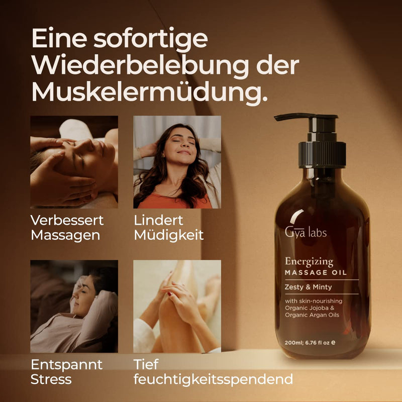 Gya Labs Energizing Massage Oil For Massage Therapy - Body Massage Oils For Couples - Made With Lemon, Grapefruit, Rosemary, Peppermint, Pine Needle, Jojoba And Argan Oil (200Ml) - NewNest Australia