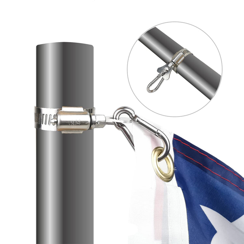 Flag Clips with Carabiner Flag Pole Clips Mount for Grommet Flag Pole Stainless Steel Flag Clamp Holder for Boat, Bike, Vehicle, Truck, ATV, UTV, House, Garden Flag Pole - NewNest Australia