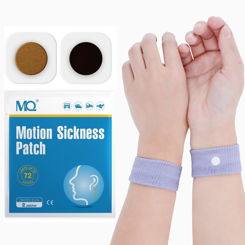 MQ Motion Sickness Patches with 2 Pairs of Wristbands - for Nausea, Dizziness & Vomiting from Motion Sickness, Fast Acting, and No Side Effects (14) - NewNest Australia