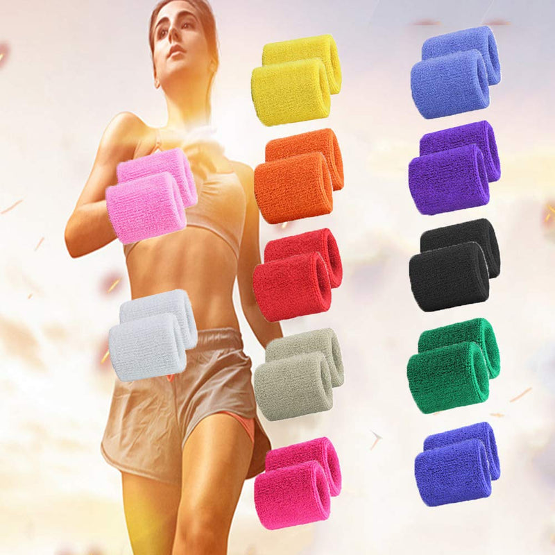 STONCEL 6/12/24Pairs Colorful Sports Wristbands Cotton Sweatband Wristbands Wrist Sweatbands Wrist Sweat Bands for Tennis,Sport, Basketball,Gymnastics,Golf,Running 12 - NewNest Australia
