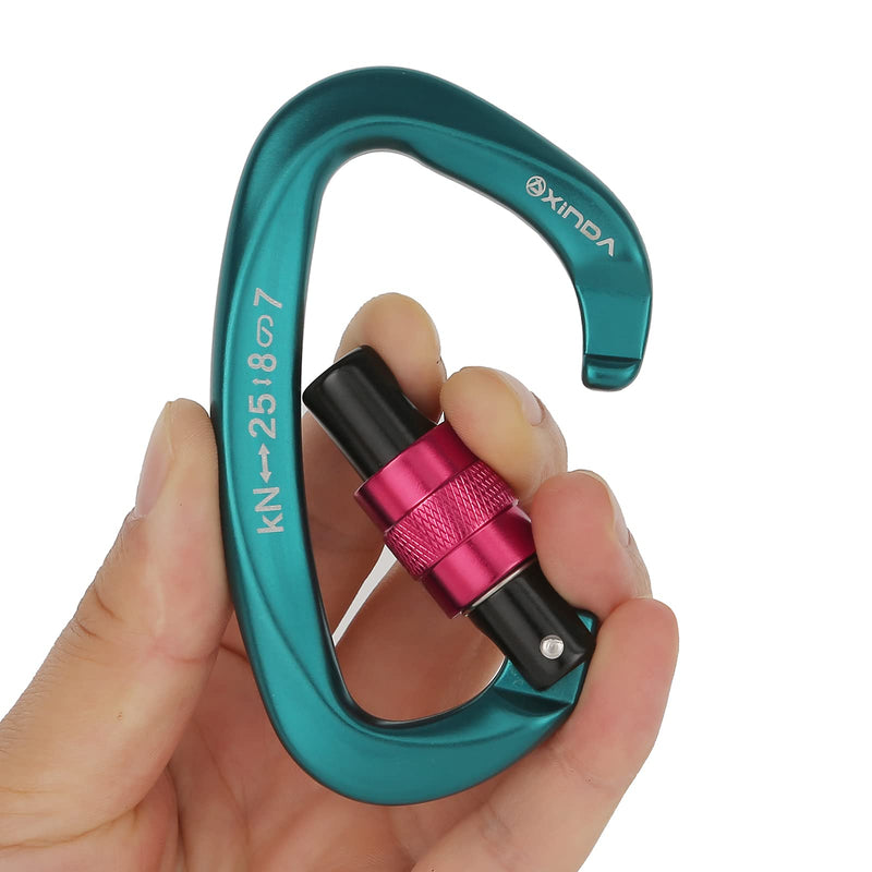 XINDA Screwgate Locking Carabiner Clip - Professional Rock Climbing Carabiner Screw Lock,Heavy Duty Carabiners for Climbing,Mountaineer,Hammock,Camping,Outdoor Equipment 2 pcs Green - NewNest Australia