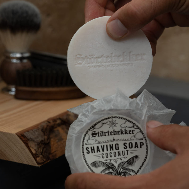 Störtebekker® Premium Shaving Soap Coconut 70g - Handmade soap for rich shaving foam - Perfect for shaving with a safety razor and razor - Vegan shaving soap for women and men 70 g (pack of 1) - NewNest Australia