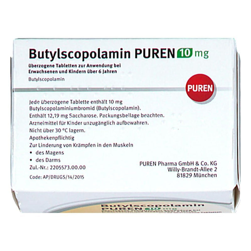 BUTYLSCOPOLAMIN PUREN 10 mg coated tab. 50 pcs - NewNest Australia