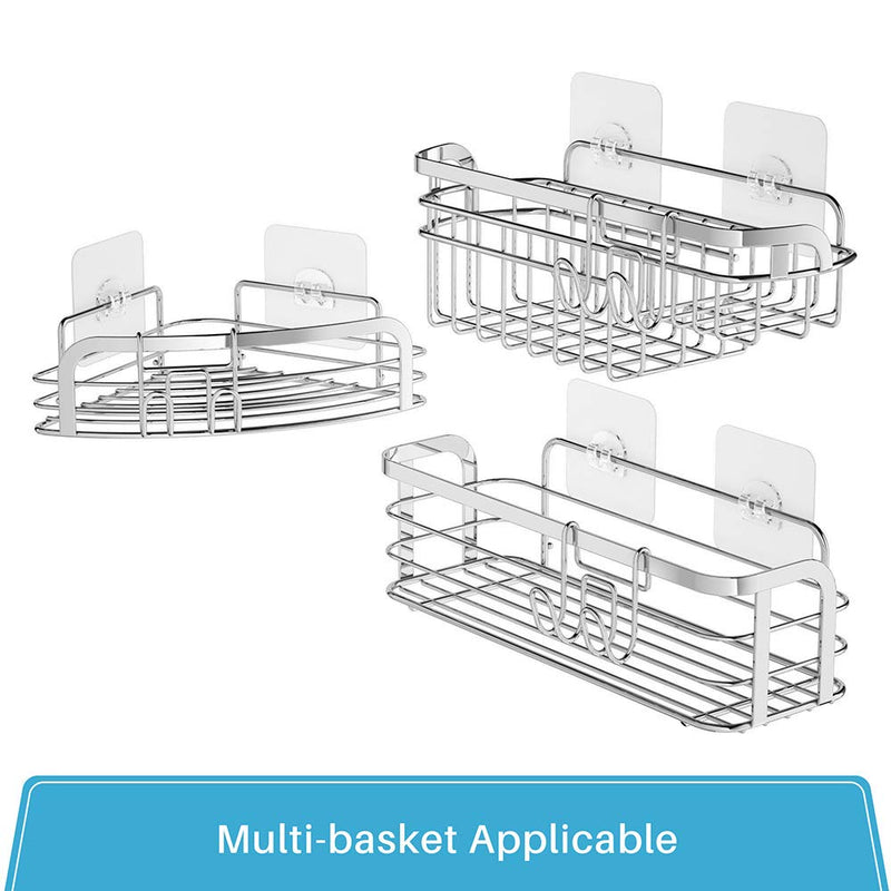 NewNest Australia - LUXEAR 6 Pack Reusable Adhesive Sticker for Bathroom Kitchen for Shower Caddy Basket Shelf Soap Dish Holder Kitchen Sink Caddy - No Glue, Transparent 