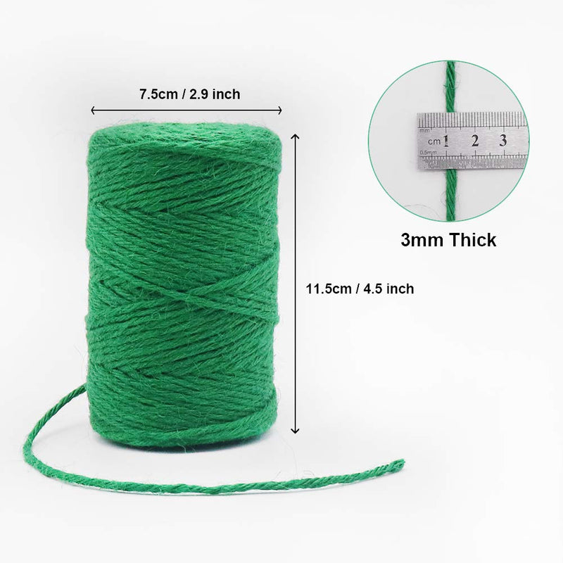 Tenn Well Green Garden Twine, 328 Feet 3mm Thick Jute Twine String for Crafting, Gift Wrapping, Gardening, DIY Projects - NewNest Australia