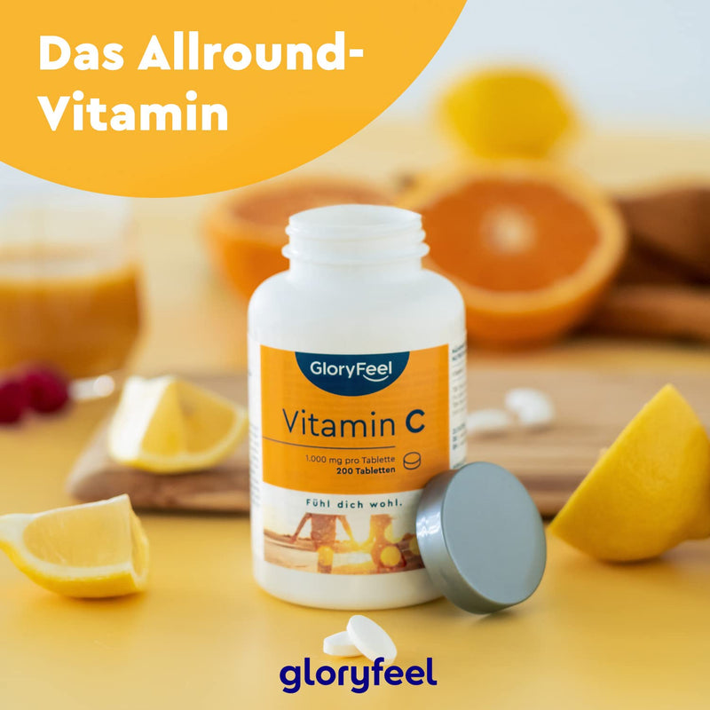 Vitamin C 1,000mg - Immune Support** High dosage - 200 vegan tablets (7 months) - Laboratory tested and made in Germany without additives - NewNest Australia