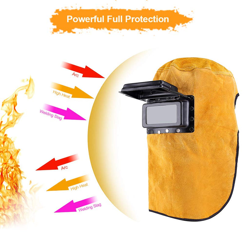 Comfortable Leather Welder Welding Mask Work Cap Hood Helmet Clamshell Welder Helmet Durable Good Quality Heat Resistant Breathable Welding Helmet Protection Mask with Lens - NewNest Australia