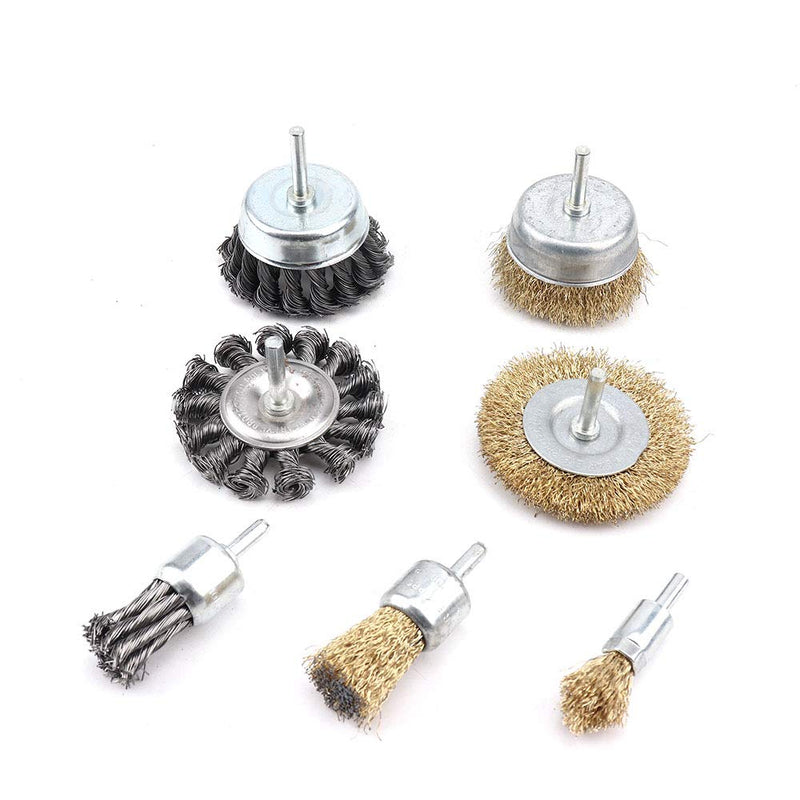 7 Pack Knotted and Plated Crimped Wire Wheels Brush Set,3 inch Cup Wire Wheels Brush and 1 inch End Brush Set for Rust Removal, Corrosion and Paint - NewNest Australia