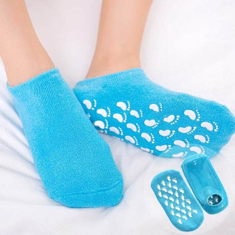 kuou 2 Pairs Soft Moisturizing Socks，Gel Lining Infused with Essential Oils and Vitamins for Dry Hard Cracked Skin Moisturizing Day Night Care Skin (Blue Pink) - NewNest Australia