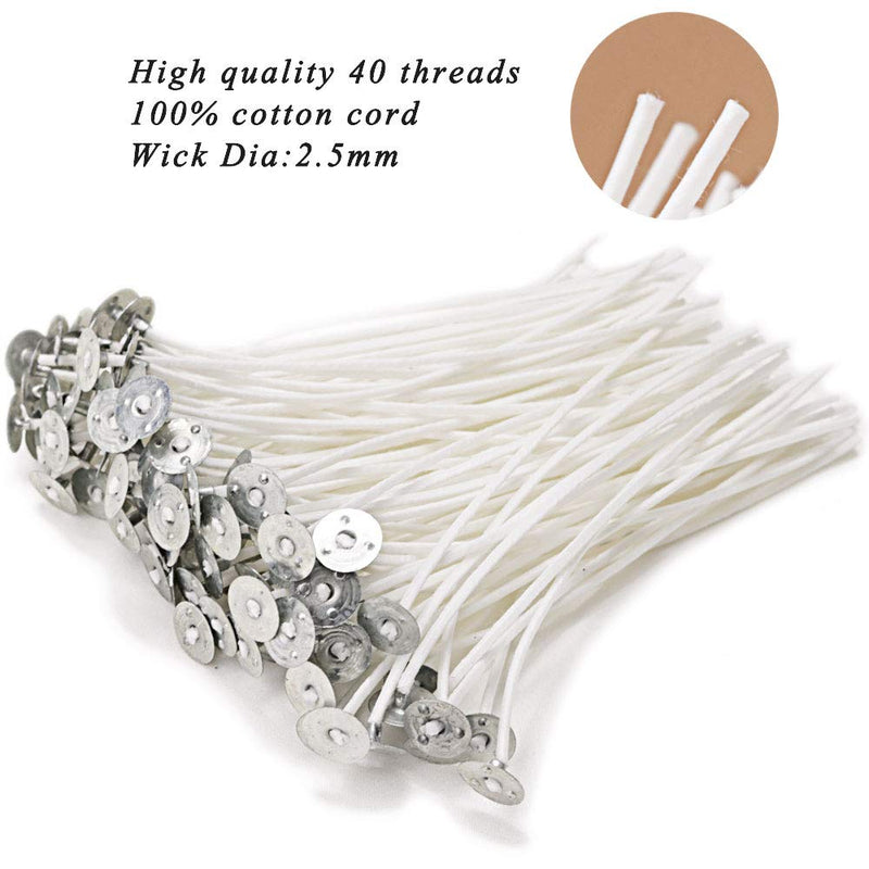 EricX Light 100 Piece Cotton Candle Wick 6" Pre-Waxed for Candle Making,Candle DIY - NewNest Australia