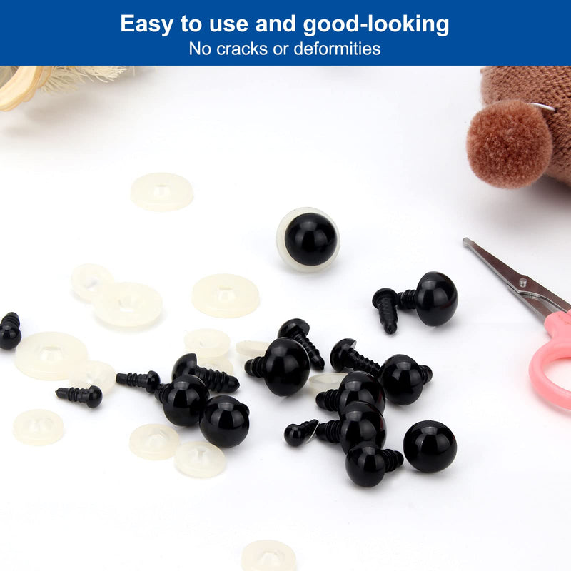 Large Safety Eyes for Amigurumi Crochet 18-30mm - RuWfpz 4 Sizes Stuffed Animal Eyes with Washers, 80Pcs Black Plastic Crochet Safety Eyes for Crafts Doll Bear Plush Animal - NewNest Australia