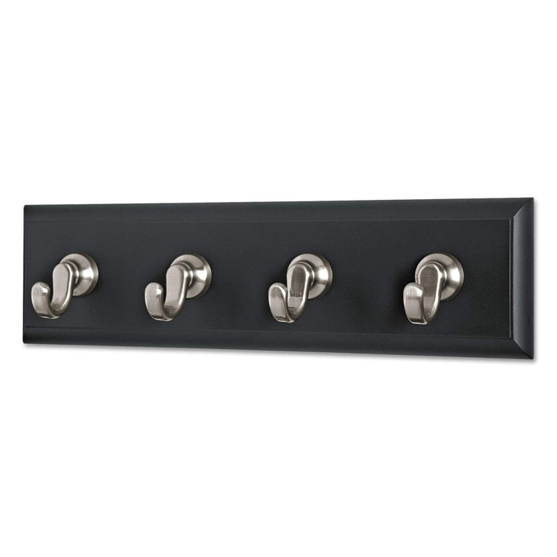 NewNest Australia - 3M Command HOM18SES Decorative Key Rail, 8w x 1 1/2d x 2 1/8h, Black/Silver, 4 Hooks/Pack 