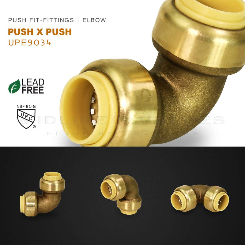 Supply Giant VQF9034-5 90 Degree Elbow Pipe Fittings Push to Connect Pex Copper, CPVC, 3/4 Inch, Brass Pack of 5, 5 Count - NewNest Australia