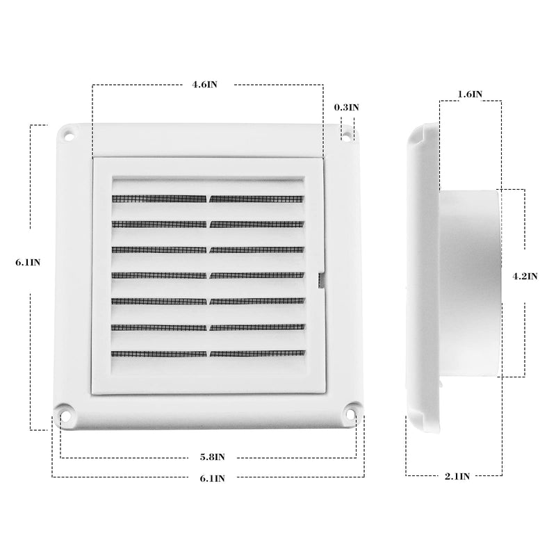 Funmit 4" Louvered Vent Cover Stops Birds Nesting for Outside Dryer Exhaust Air Vent Cover with 4 Screws for Easy Installation (White) 4" Dryer vent cover Outdoor - NewNest Australia