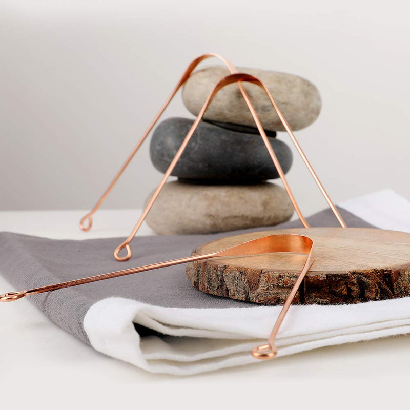 HealthAndYoga(TM) Copper Tongue Cleaners - Relief from Bad Breath - Oral Hygiene (Set of 3) Set of 3 - NewNest Australia