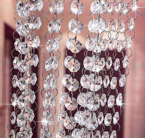VOVOV 20FT Clear Crystal Garland Chandelier Octagon Beads Chain Beaded Trim - NewNest Australia