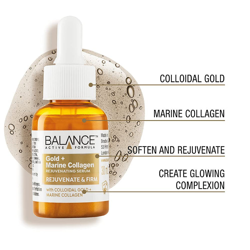 Balance Active Formula The Golden Hour (Gold + Marine Collagen Serum, Under Eye Masks & eye serum) - Soften fine lines & wrinkles. Create a radiant glow. - NewNest Australia