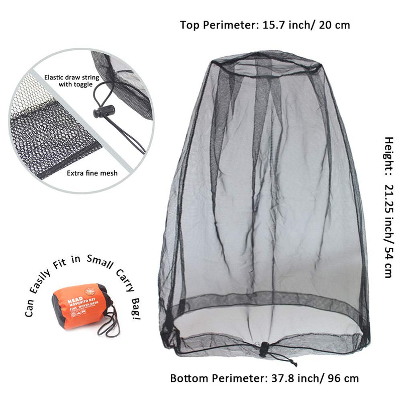Cinvo Head Net Mesh Bug Net Face Netting Updated Bigger Size for Mosquitoes Bugs No See Ums Insects Gnats Midges from Outdoor, Spacious Net Room Works Over Most Hats Comes with Free Stock Pouch- Black - NewNest Australia