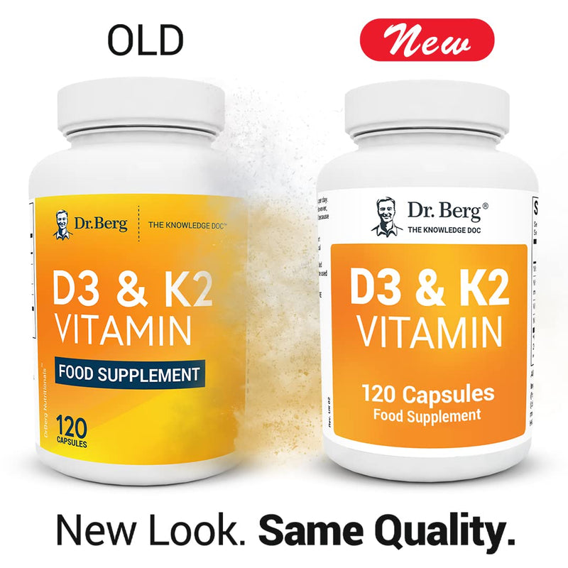 Dr. Berg's D3 & K2 Vitamin - D3K2 Supplement for Normal Joints, Bone & Ligaments Support - 2000 IU of Vitamin D3 & 50 mcg of Vitamin K2 MK7-120 Capsules - NewNest Australia