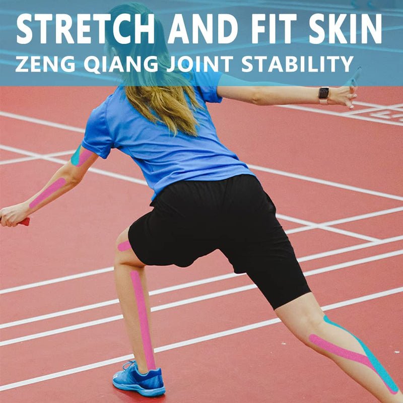 Kinesiology Tape 2 Rolls Relieve Muscle Soreness and Strain Shoulders Wrists Knees Ankles Elastic Waterproof Good Air Permeability Hypoallergenic Pink 5cm*5m by SOONGO Pack of 2 - NewNest Australia