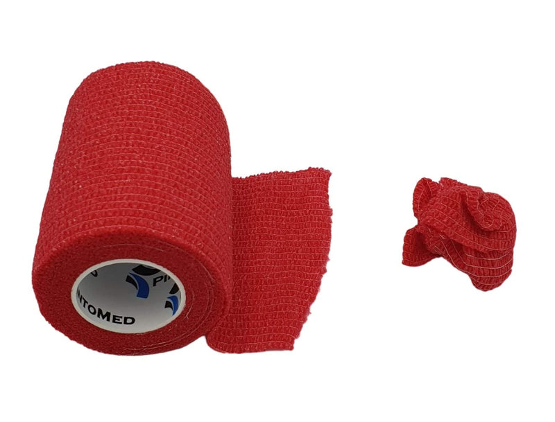Pintomed Self-Adhesive Bandage Stretched - 10 X Red Bandages Rolls - 7.5 Cm X 4.5 M Cohesive Bandage Bandage Fixation Bandage Self-Adhesive Health Plaster Sports Tape Piece For Wrist Leg Arm Vet Wrap - NewNest Australia