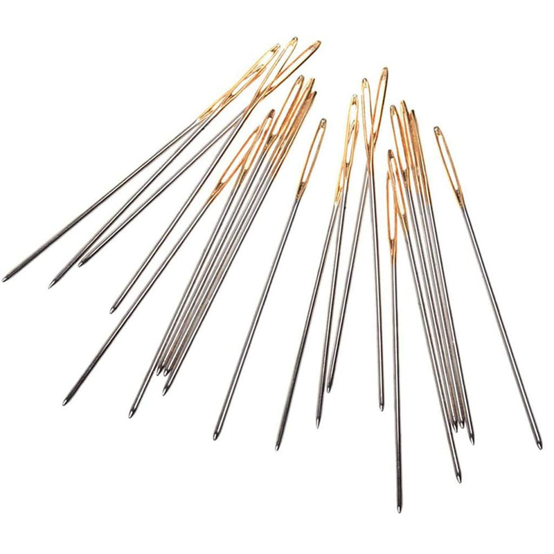 100pcs Cross Stitch Needles +1 Stainless Steel Needle Threader,Golden Color Large Eyes Cross Stitch DIY Embroidery Hand Needles Sewing Needles in Transparent Box Size 22# 24# 26# (22#) 22# - NewNest Australia