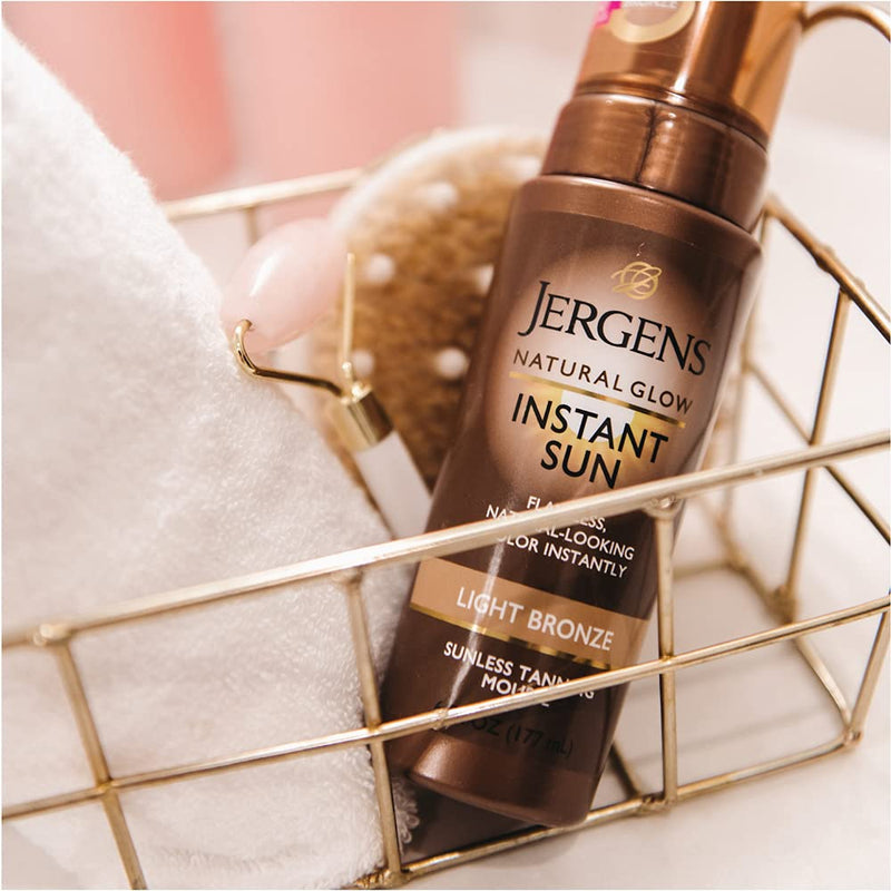 Jergens Natural Glow Instant Sun Sunless Tanning Mousse for Body, Light Bronze, 6 Ounces - NewNest Australia