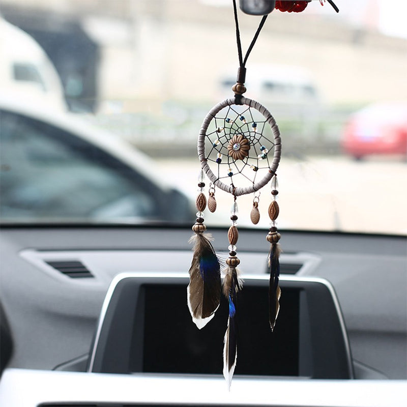 NewNest Australia - YGMONER Dream Catcher Handmade Car Interior Rearview Mirror Dangle (Brown) Brown 