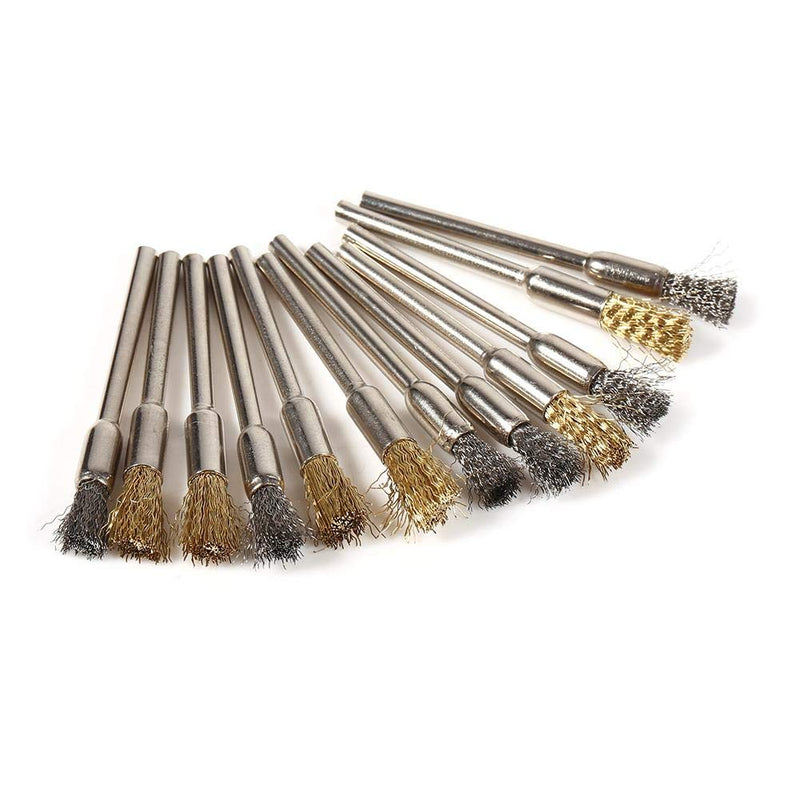 Duokon Wire Wheel Cup Brush Set, 36 Pieces Brass Steel Wire Brush Set, Pen Cup Wheel Shaped Polishing Cleaning Rotary Tools Full Kit - NewNest Australia