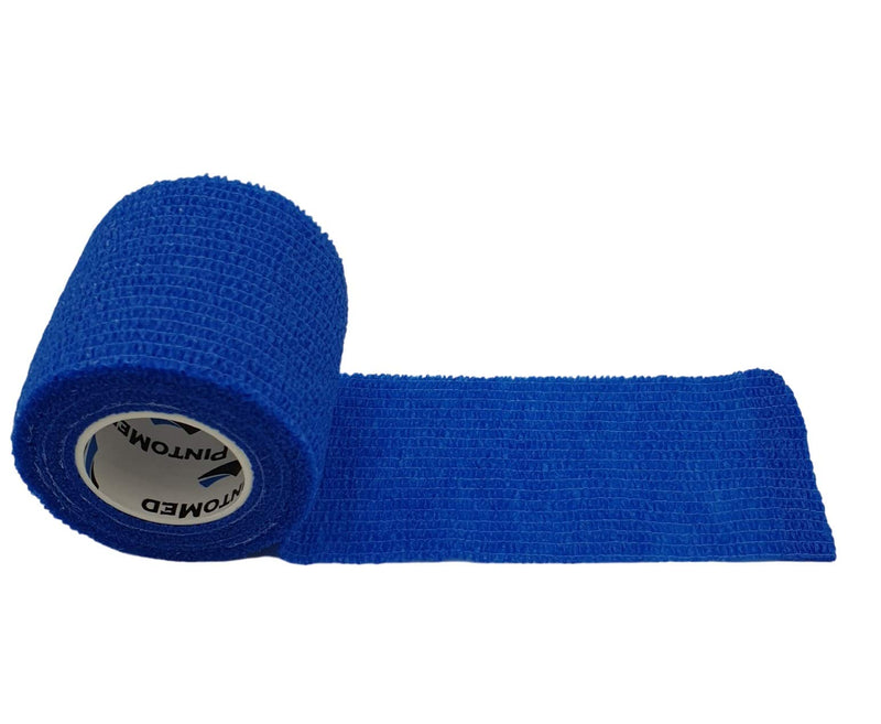 Pintomed Self-Adhesive Bandage, Stretched - 10 X Blue Bandages Rolls - 5Cm X 4.5M Cohesive Bandage Bandage; Fixation Bandage Self-Adhesive, Health Plaster, Sports Tape; Piece For Wrist, Leg, Arm, - NewNest Australia