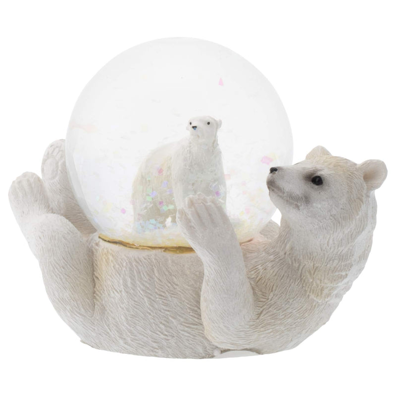 NewNest Australia - Elanze Designs White Polar Bear Mommy and Cub Figurine 45MM Glitter Water Globe Decoration 