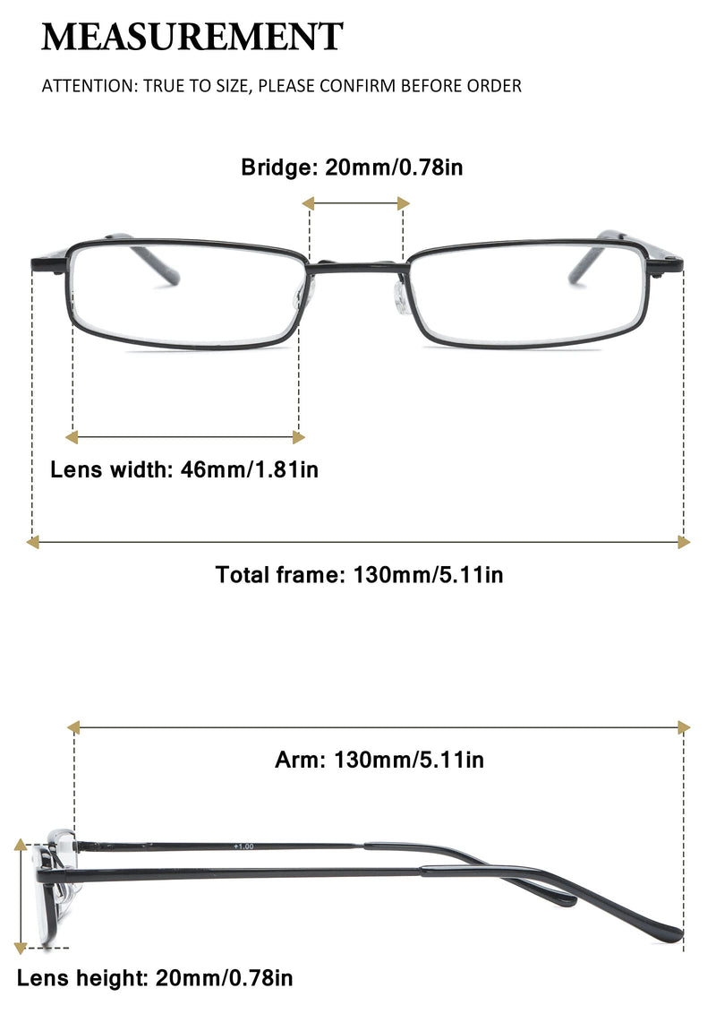 VEVESMUNDO Metal Reading Glasses Mini Compact Lightweight Spring Hinge Slim Classic Reading Aid Glasses with Metal Case 1 x Black Blue Light Filter Reading Glasses 2.0 x - NewNest Australia