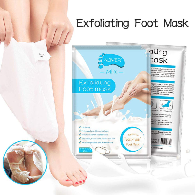 Foot Peel Mask 3 Pack, Exfoliating Callus Remover & Dead Dry Skin, Get Baby Soft Feet in 1-2 Weeks for Men and Women (Milk) foot mask - NewNest Australia