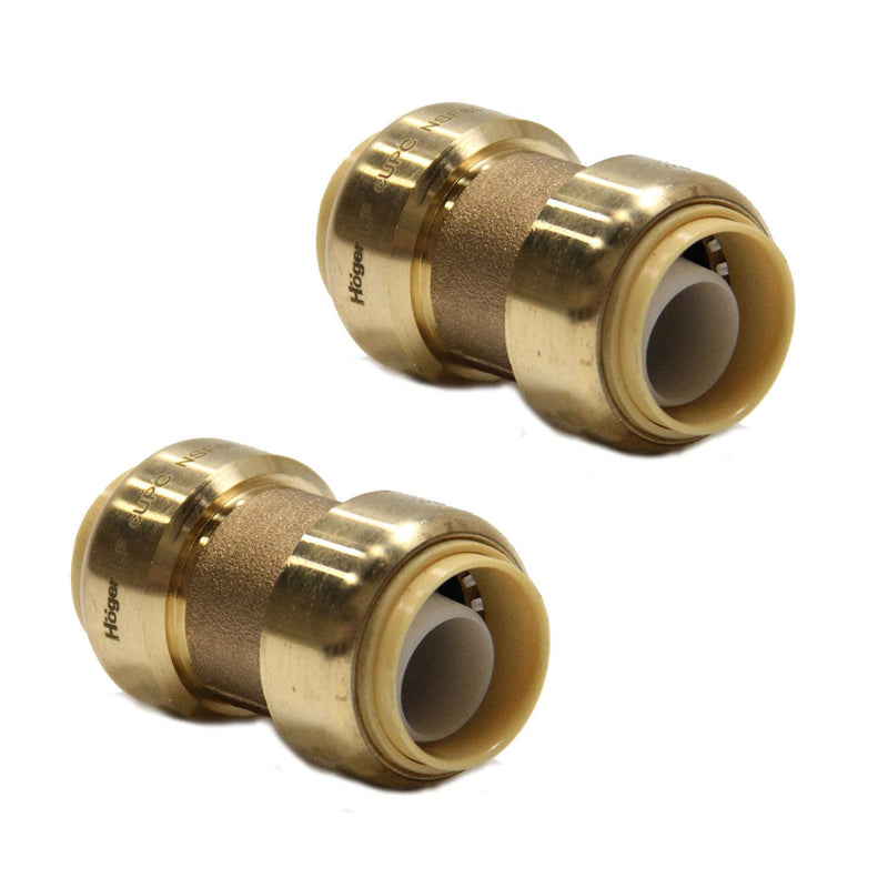 (Pack of 2) EFIELD Höger 3/4 Inch Straight Coupling Push-Fit Fitting to Connect Pex, Copper, CPVC With A Disconnect Clip, No-Lead Brass-2 Pieces - NewNest Australia