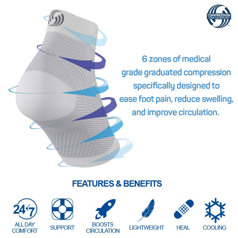 Orthosleeve Fs6 Foot Bandage Exclusive Compression Zone Technology With 6 Zones, Plantar Fasciitis, Heel Pain & Relief From Swelling | 24 Hour Comfort | 1 Pair, Black - Size M - NewNest Australia