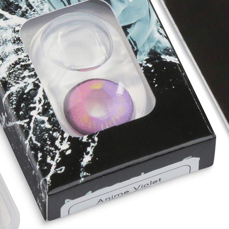 Colored Purple Contact Lenses Anime Violet Circle Lenses Heroes Of Cosplay Strong Opaque Without Prescription with free lens case - NewNest Australia