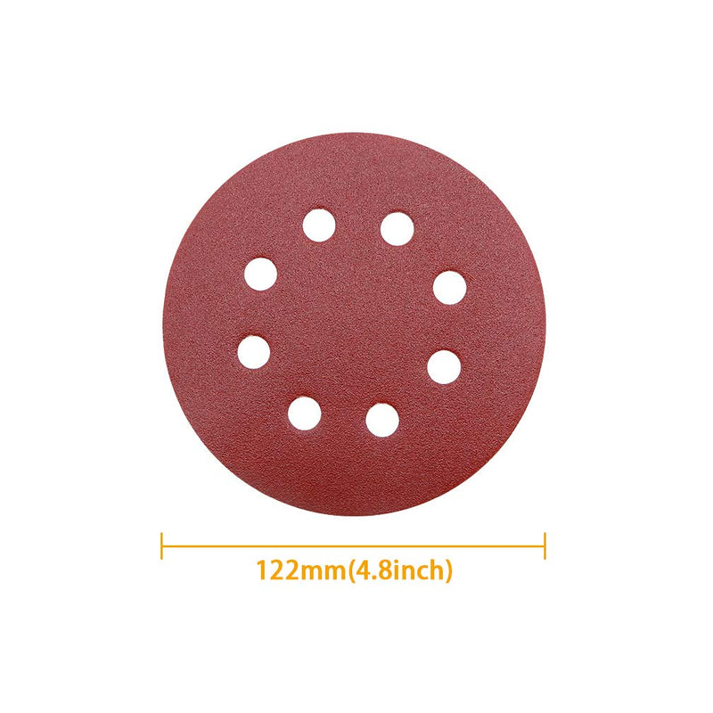 Maveek 60 Pieces 8-Holes Discs Pads 5 Inch/ 125 mm Hook and Loop 40/60/ 80/120/ 180/240 Assorted Grits 6 Models, Each Model 10 Pieces Sandpaper Sanding Discs Pads for Random Orbital Sander 608 - NewNest Australia