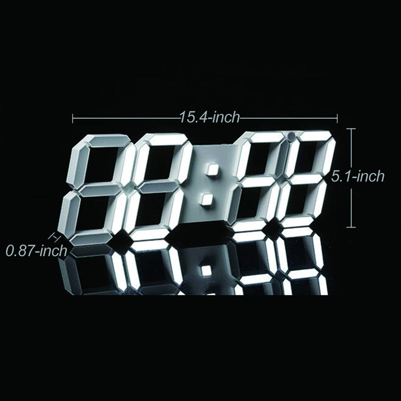 NewNest Australia - GooDay 3D LED Digital Clock Modern Design Multi-Functional Wall Clocks with Remote Control Temperature Calendar Countdown Timing-White 