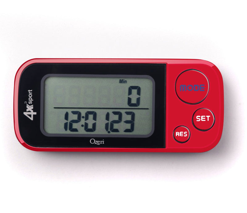 Ozeri 4x3sport Tri-Mode Activity Tracker (Walk, Run, & Stair Climb), with Multi-Axis Detection & 30 Day Memory Red - NewNest Australia