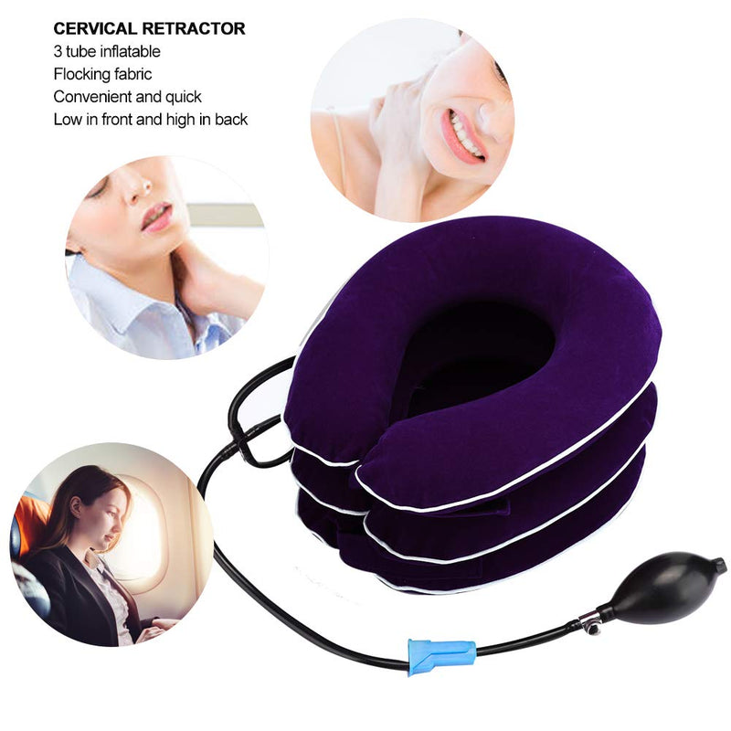 Cervical Neck Traction Device Neck Stretcher Inflatable Cervical Collar Neck Support Brace with Inflating Pump for Neck Pain Relief(Purple) Purple - NewNest Australia