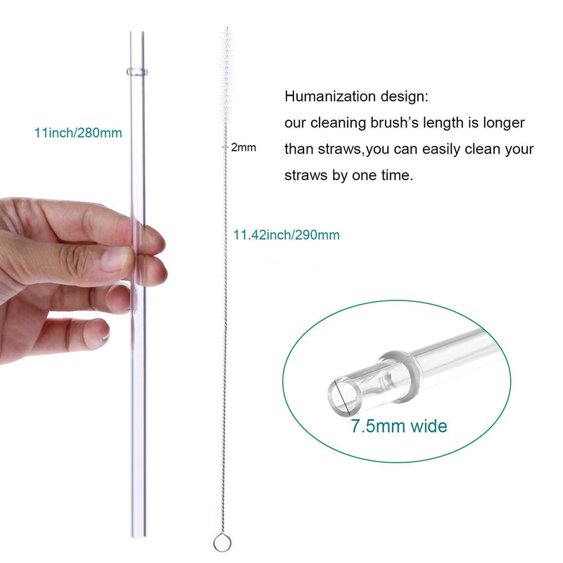DAKOUFISH 11 Inch Clear Reusable Thick Tritan Plastic Replacement Drinking Straws Extra Long for 24oz & 40oz Mason Jar Tumblers,Dishwasher safe,Set of 12 Pcs Straws with Cleaning Brush (11inch, Clear) Transparent 11 Inch (Pack of 12) - NewNest Australia