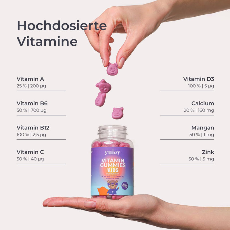 Yuicy Kids Multivitamin Gummy Bears - High Dose Vitamins For Children For A Strong Immune System From 2 Years Vegan, With Calcium, Vitamin C And 6 Other Nutrients. Made In Germany. Pack Of 60 - NewNest Australia