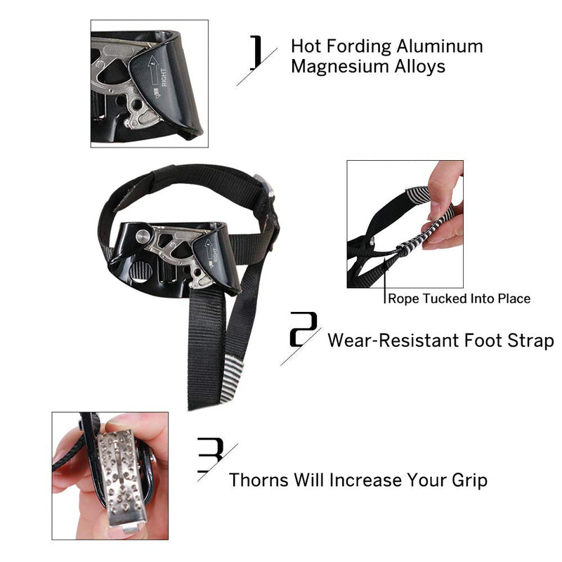 NewDoar Foot Ascender Riser Rock Climbing Mountaineering Equipment Climbing Device Right Black - NewNest Australia