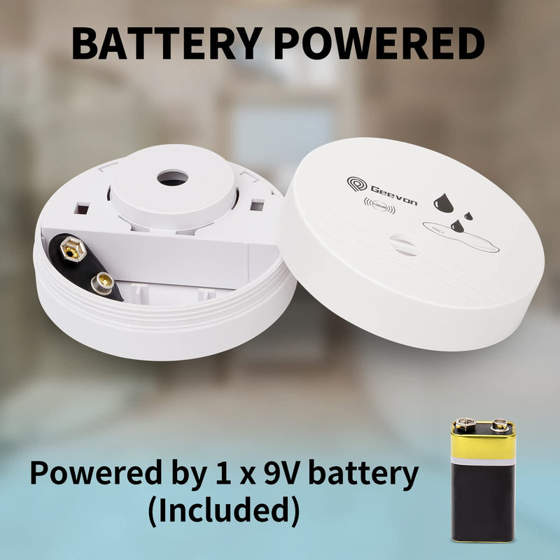 Geevon 2 Pack Water Leak Detector, 100dB Flood Detection Water Sensor Alarm Battery Operated for Basements, Bathrooms, Laundry Rooms, Kitchens, Garages, and Attics (Shipped with Battery) - NewNest Australia