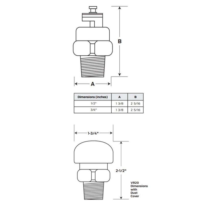 Cash Acme 22398LF RV VR20 Vacuum Relief Valve Vent with Dust Cover, 3/4-Inch, Bronze - NewNest Australia