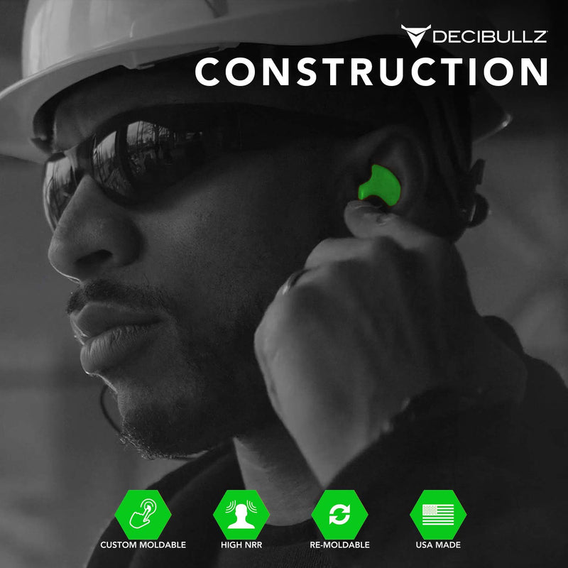 Decibullz - Custom Molded Earplugs, 31dB Highest NRR, Comfortable Hearing Protection for Shooting, Travel, Work and Concerts Green - NewNest Australia